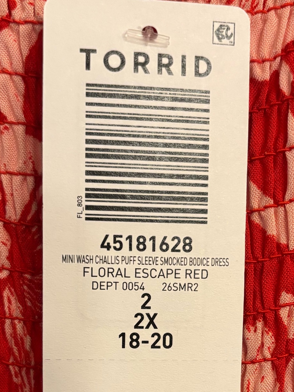 torrid Red and White Floral Smocked Casual Dress - Picture 2 of 3